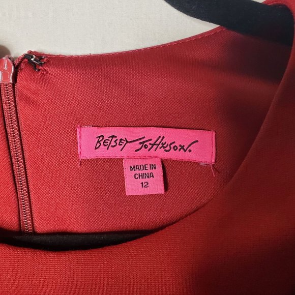Betsey Johnson Red Rayon Sleeveless Dress with Back Zipper Size 12 - Picture 10 of 12